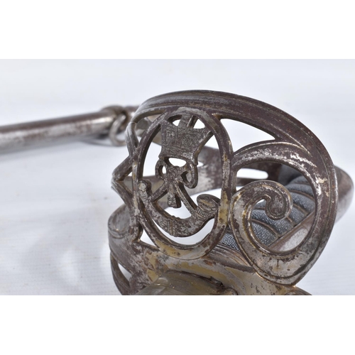 324 - A VICTORIAN RIFLE BRIGADE OFFICERS SWORD, the blade is nicely decorated with sculls and flowers plus... 