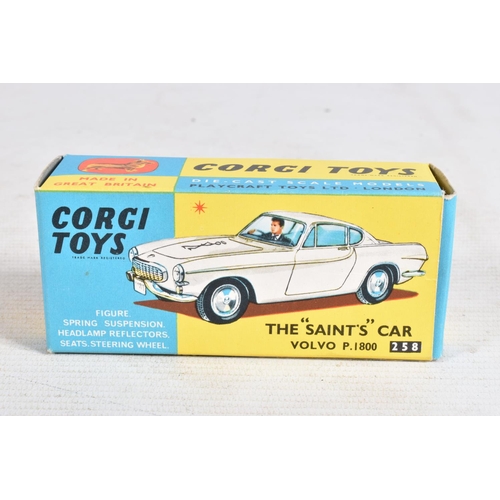 100 - A BOXED CORGI TOYS THE SAINTS VOLVO P1800 CAR, No.258, version with black Saint transfer logo, drive... 