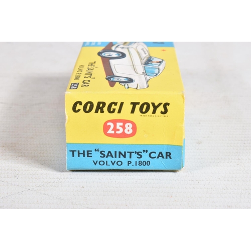 100 - A BOXED CORGI TOYS THE SAINTS VOLVO P1800 CAR, No.258, version with black Saint transfer logo, drive... 