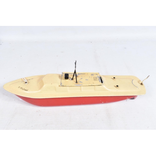 103 - A BOXED HAROLD FLORY FOR MARKS & SPENCER BATTERY POWERED ELECTRIC TINPLATE MOTOR BOAT, 'St. Michael'... 