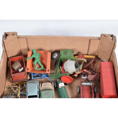 109 - A QUANTITY OF UNBOXED AND ASSORTED PLAYWORN DIECAST VEHICLES, to include Dinky Toys Cunningham C5R R... 