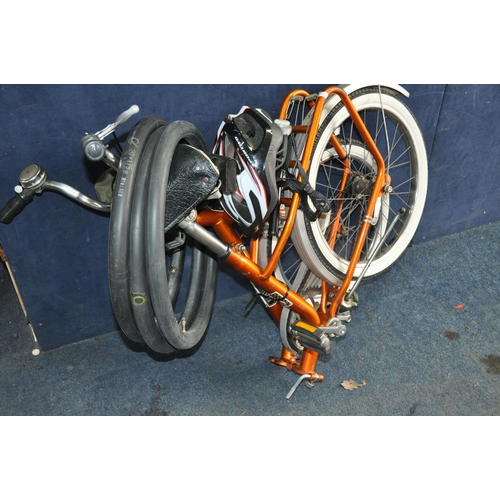 1051 - A HAWKS CYCLE FOLDING BICYCLE with 20in wheels and 16in frame in good condition along with a helmet ... 