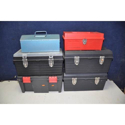 1053 - A COLLECTION OF SIX TOOLBOXES AND HANDTOOLS to include a selection of tools such as, screwdrivers, h... 