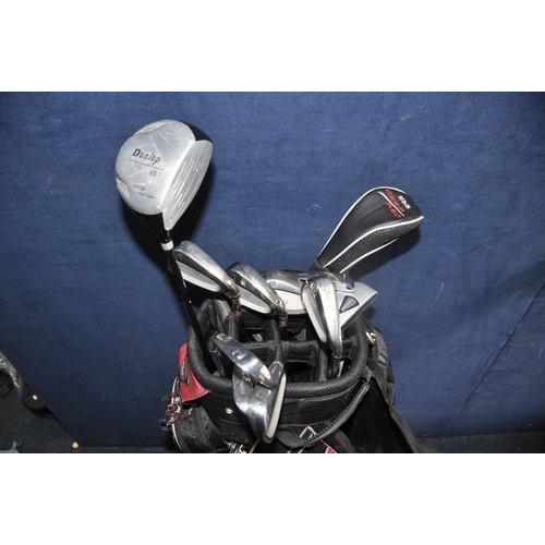 1067 - GOLFING EQUIPMENT to include a Wilson golf bag containing Wilson and Dunlop clubs, along with a Nort... 