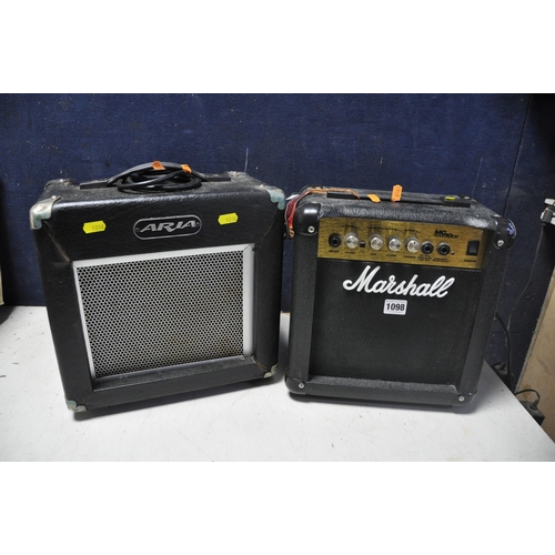 1098 - A MARSHALL MG10CD AMPLIFIER along with an Aria AG-20X amplifier (both PAT pass and powering up but U... 