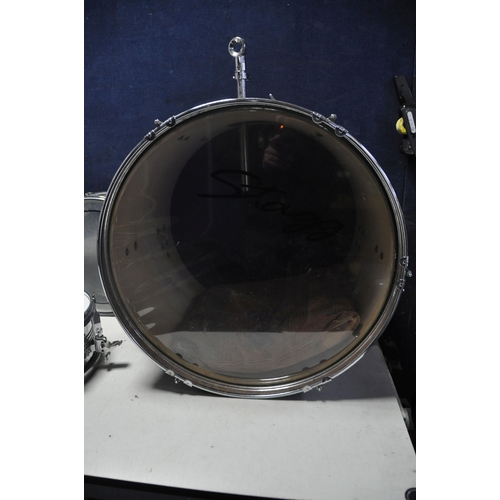 1117 - THREE STAG DRUMS comprising a Stagg 22in x 16in, Stagg 12in x 8in, Stagg 13in x 10in along with two ... 