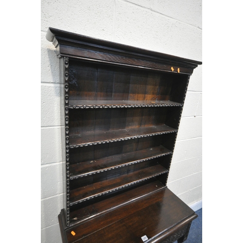 1207 - A OAK DRESSER INCORPORATING 18TH CENTURY OR EARLIER TIMBERS, the oak top with five open shelves over... 