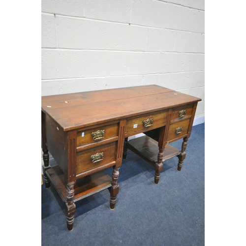 1219 - A MID CENTURY GREEN FORMICA TOPPED AND TEAK DESK, possibly by Ekawerk Horn Lippe of Germany, with fo... 