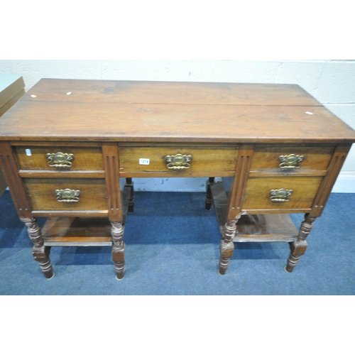 1219 - A MID CENTURY GREEN FORMICA TOPPED AND TEAK DESK, possibly by Ekawerk Horn Lippe of Germany, with fo... 