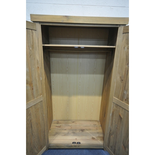 1236 - A MODERN CORONA PINE DOUBLE WARDROBE, width 104cm x depth 58cm x height 189cm (condition:- surface s... 