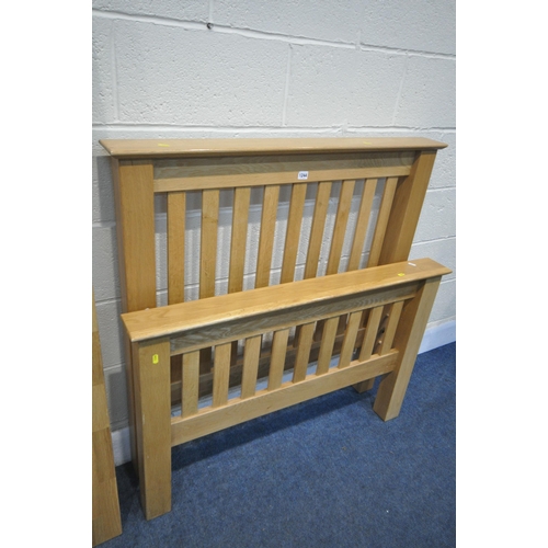 1244 - A MODERN LIGHT OAK SINGLE BED, with side rails and bolts (condition:- good condition)