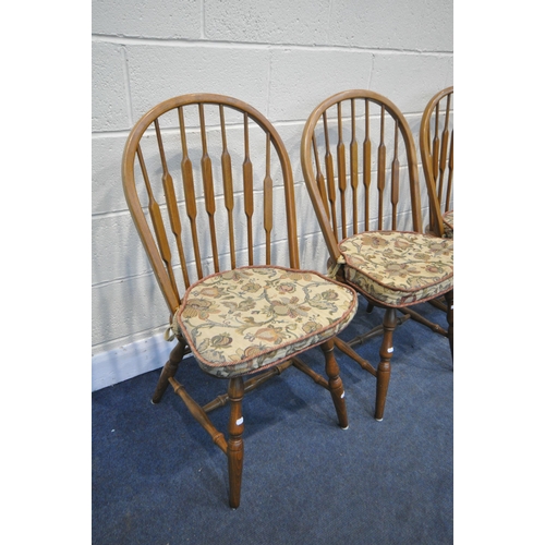 1246 - A SET OF FOUR BEECH HOOPED BACK DINING CHAIRS