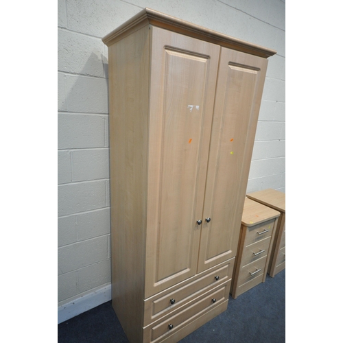 1251 - A MODERN PINE EFFECT DOUBLE DOOR WARDDROBE, over two drawers, width 80cm  x 54cm x height x 196cm, a... 