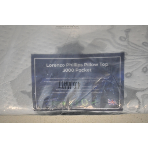 1265 - A LORENZO PHILLIPS PILLOW TOP 3000 4FT6 MATTRESS (in packaging)