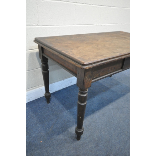 1277 - AN EARLY 20TH CENTURY OAK TABLE, with a single frieze drawer, length 138cm x depth 74cm x height 77c... 