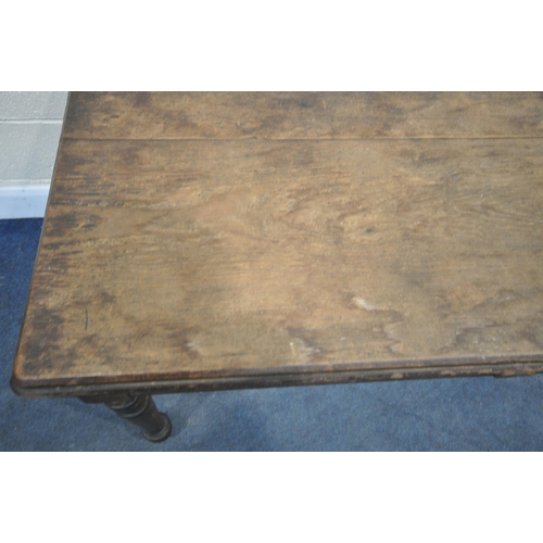 1277 - AN EARLY 20TH CENTURY OAK TABLE, with a single frieze drawer, length 138cm x depth 74cm x height 77c... 