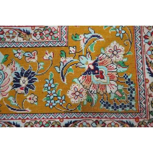 1301 - A FINE 20TH CENTURY SILK RUG, 400 knot count, decorated with foliage, vines and flower heads, centra... 