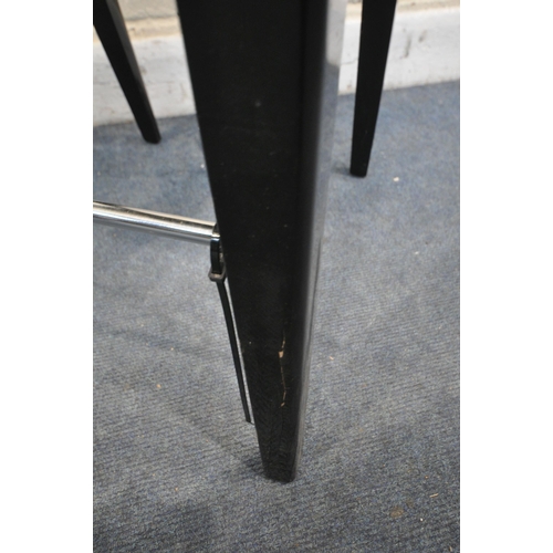 1343 - A SET OF TWO PININFARINA EBONISED BAR STOOLS, signed to back (condition:-ebonised coating lifting an... 