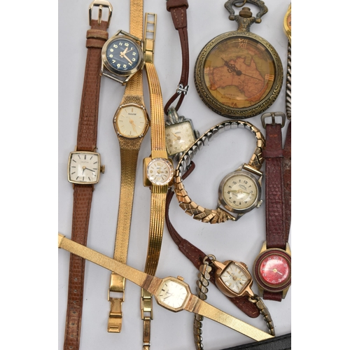 100 - A SMALL BOX OF WRISTWATCHES, to include a few early and mid 20th century examples, also including Se... 