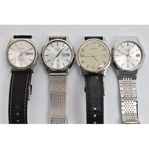 102 - FOUR SEIKO WRISTWATCHES, to include an automatic Seiko Lord Matic 23 jewel wristwatch, silvered dial... 