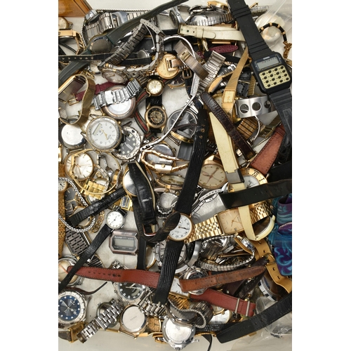 106 - A LARGE BOX OF ASSORTED WATCHES, a large assortment of ladys and gents wristwatches, names to includ... 