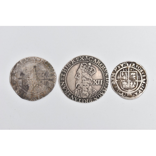 22 - CHARLES I SILVER TWELVE SHILLING HAMMERED COIN,  Scotland mm Thistle Falconers Issue 1625-1649. 5.76... 