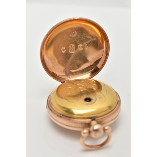 37 - AN EARLY 19TH CENTURY 18CT GOLD OPEN FACE POCKET WATCH, key wound movement, gilt dial unsigned, Arab... 