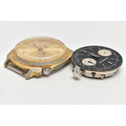 39 - A 'CHRONOSPORT' MOVEMENT AND 'WINDSOR DE LUXE' WATCH HEAD, hand wound movement, dial signed 'Chronos... 