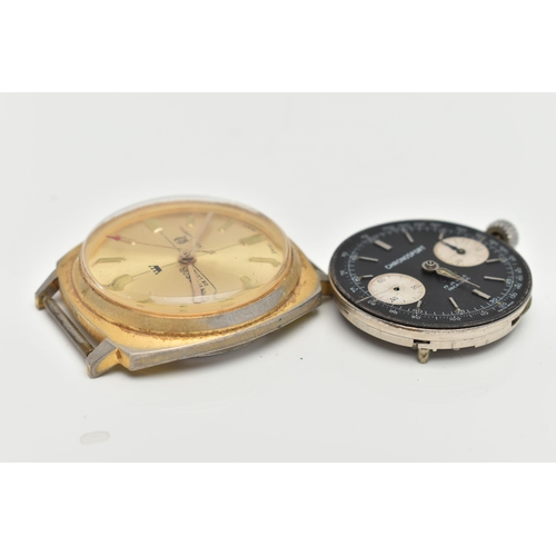 39 - A 'CHRONOSPORT' MOVEMENT AND 'WINDSOR DE LUXE' WATCH HEAD, hand wound movement, dial signed 'Chronos... 