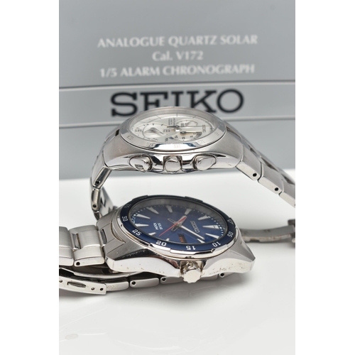 46 - TWO GENTS 'SEIKO' WRISTWATCHES, the first a 'Seiko Solar' stamped '820130, V158-0AY0', fitted with a... 