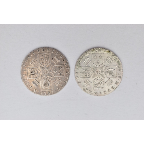 83 - TWO OF 1787  GEORGE III SIXPENCE COINS, with our Semee of Hearts (2)