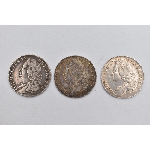 84 - 3X GEORGE II SIXPENCE COINS 2X 1757,One 1758