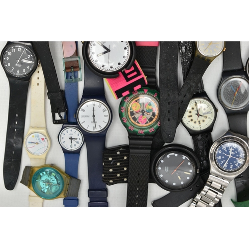 88 - A BOX OF ASSORTED 'SWATCH' WATCHES, to include thirty one 'Swatch' wristwatches and four 'Swatch' wa... 