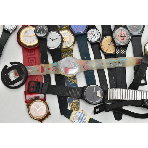 88 - A BOX OF ASSORTED 'SWATCH' WATCHES, to include thirty one 'Swatch' wristwatches and four 'Swatch' wa... 