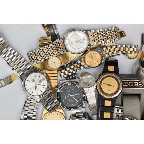 90 - A BOX OF ASSORTED 'SEIKO' WATCHES, to include seven automatic 'Seiko' wristwatches, three chronograp... 