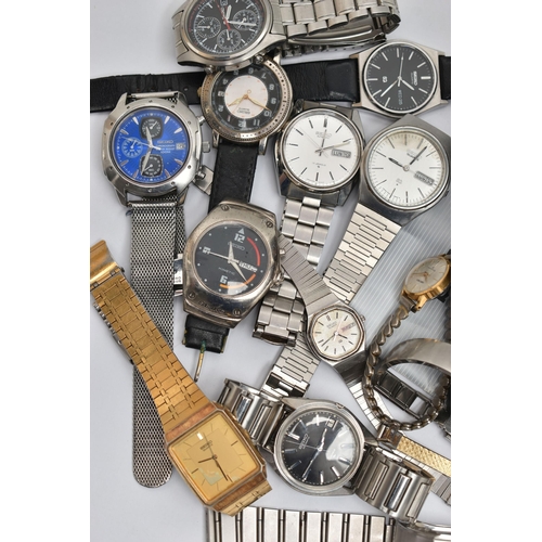 90 - A BOX OF ASSORTED 'SEIKO' WATCHES, to include seven automatic 'Seiko' wristwatches, three chronograp... 