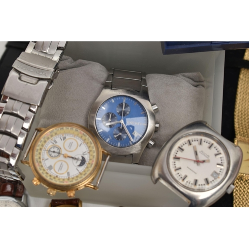 95 - A BOX OF ASSORTED WRISTWATCHES, a selection of watches, names to include 'Emporio Armani, Sekonda, A... 