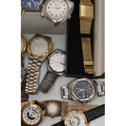 95 - A BOX OF ASSORTED WRISTWATCHES, a selection of watches, names to include 'Emporio Armani, Sekonda, A... 