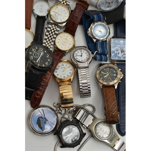 96 - A SMALL BOX OF WATCHES, mainly gents wristwatches, to include Lorus, Accurist, Ice, Casio etc. (cond... 