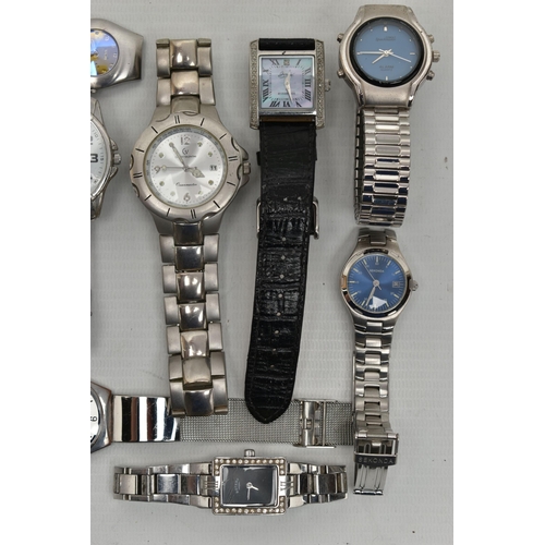 97 - A SELECTION OF SIXTEEN LADY'S AND GENTS WRISTWATCHES, to include Rotary, Sekonda, Pierre Cardin, Acc... 