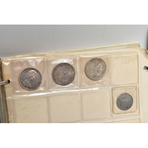 124 - A PLASTIC CASE CONTAINING COIN ALBUMS AND MIXED COINAGE TO INCLUDE:A 1992 Proof Uk and Ireland coin ... 