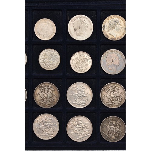 126 - A ALUMINIUM COIN CASE CONTAINING AMUNTS OF SILVER COINAGE TO INCLUDE: 15 X Crown coins  most with wa... 