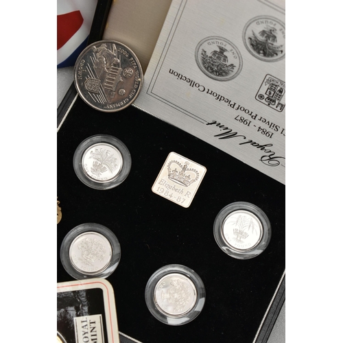 127 - A FILE BOX CONTAINING MAINLY UK COINAGE TO INCLUDE: Royal Mint Boxed 1984-1987 Silver proof Piedfort... 