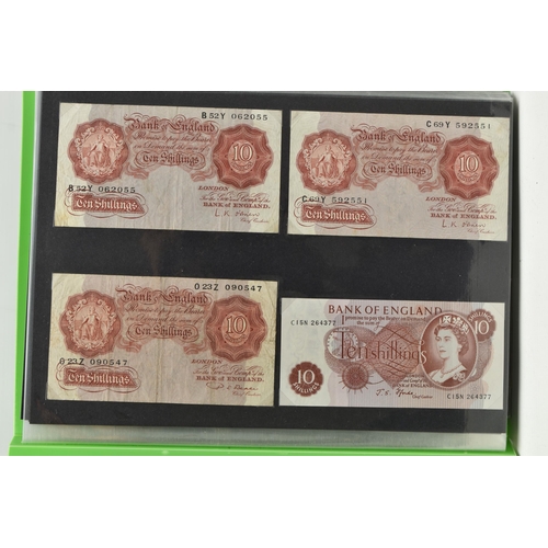 130 - A BANKNOTE ALBUM OF MAINLY UK BANKNOTES, to include 10/- NOTES Beale, O'brien, Fforde, One Pound Pep... 