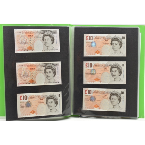 130 - A BANKNOTE ALBUM OF MAINLY UK BANKNOTES, to include 10/- NOTES Beale, O'brien, Fforde, One Pound Pep... 