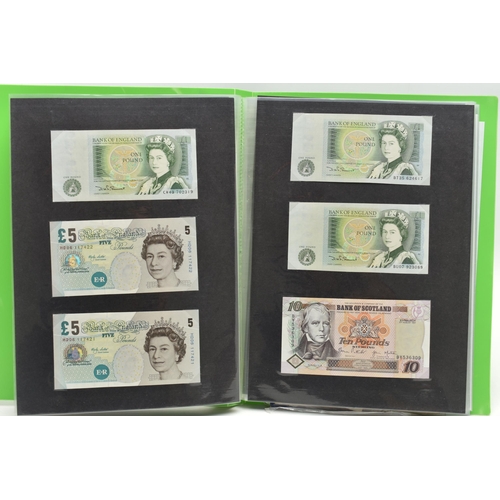 130 - A BANKNOTE ALBUM OF MAINLY UK BANKNOTES, to include 10/- NOTES Beale, O'brien, Fforde, One Pound Pep... 