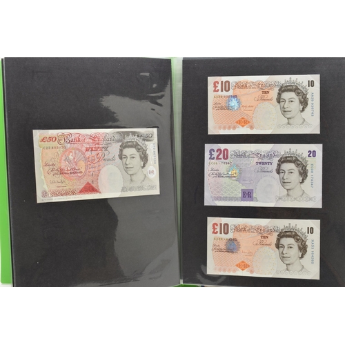 130 - A BANKNOTE ALBUM OF MAINLY UK BANKNOTES, to include 10/- NOTES Beale, O'brien, Fforde, One Pound Pep... 