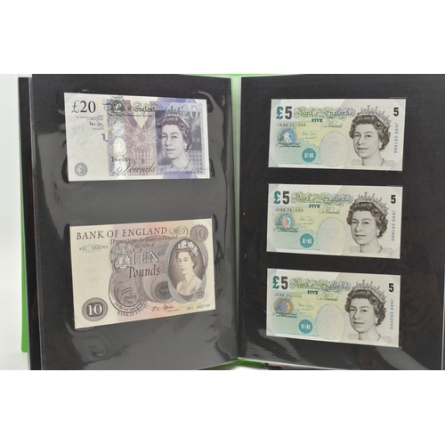 130 - A BANKNOTE ALBUM OF MAINLY UK BANKNOTES, to include 10/- NOTES Beale, O'brien, Fforde, One Pound Pep... 