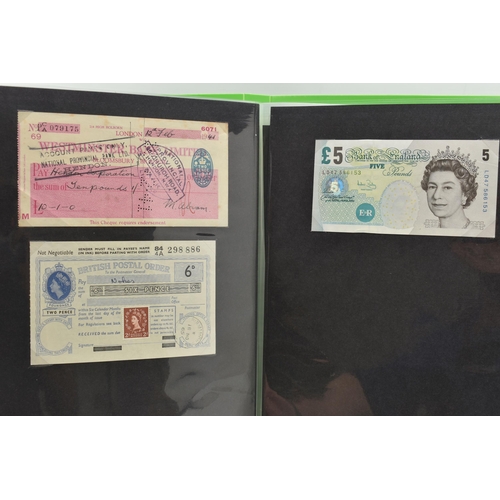 130 - A BANKNOTE ALBUM OF MAINLY UK BANKNOTES, to include 10/- NOTES Beale, O'brien, Fforde, One Pound Pep... 