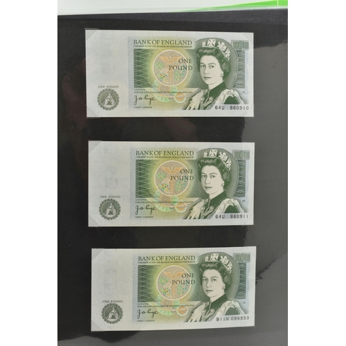 130 - A BANKNOTE ALBUM OF MAINLY UK BANKNOTES, to include 10/- NOTES Beale, O'brien, Fforde, One Pound Pep... 